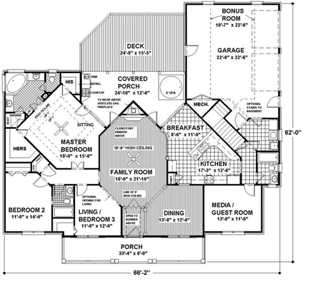 Floor Plan First Story of Colonial Plan #109-1112